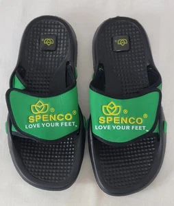 Neu Spenco Love Your Feet Logo Pantoletten grün gelb Gr. 11 Herren - Bild 1 von 10