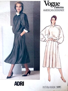 Vogue Sewing Pattern 1229 ADRI Misses Top & Skirt Pattern Size 10 FF Uncut - Picture 1 of 3
