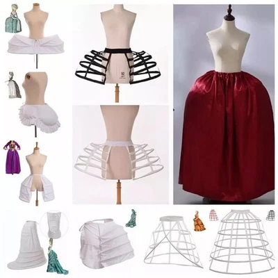 Faldas de aro para mujer para vestido victoriano rococó doble alforja bullicio crinolina Foto 1 de 4