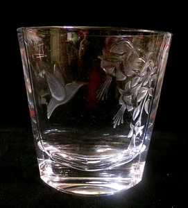 TSCHECHIEN SCHWERE 24% BLEIKRISTALL VASE mit geprägten Blumen und KOLIBRI - Bild 1 von 8