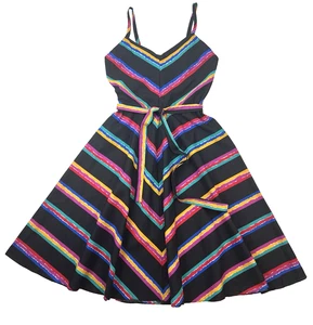 Vtg Dress 13/14 Rainbow Chevron Stripe Carrie Bradshaw ALT Pride Festival Disco - Picture 1 of 9