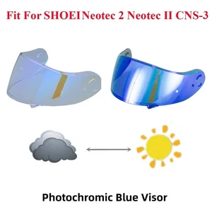 Photochromic Blue Visor For Shoei Neotec 2 CNS-3 Motorcycle Helmet Shield Lens - Bild 1 von 2