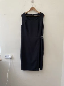 Plus Size 20 BHS Black Pencil Dress Fully Lined Long Zip Lovely Condition Belted - Picture 1 of 6