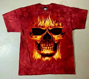 Tie Dye T-shirt SkulBone Skull Bone, Fire Flame Skull, Adult Large Vintage 2005 - Picture 1 of 6