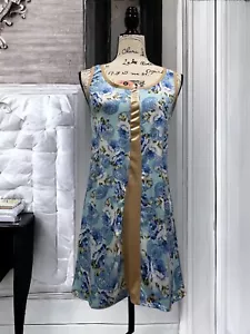 Women's Sleep Tank Blue Floral PatternHouse Dress Sleeveless Pajama Gown Size S - Picture 1 of 4