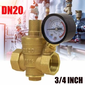 DN20 3/4" Brass Adjustable Water Pressure Reducing Regulator Valves With Gauge. - Picture 1 of 10