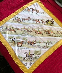 HERMES Paris Silk Scarf 90 Sportsmen Horses 35" - Picture 1 of 4