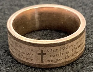 Lord's Prayer Cross Ring Mens Womens Band Stainless Steel #8 - Picture 1 of 9