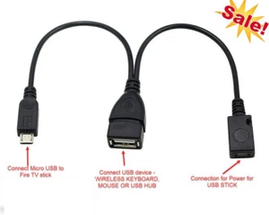 USB Port OTG Cable Adapter f Firestick 4K Stick Amazon TV USB add Keyboard lot - Picture 1 of 22