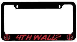 Black METAL 4th Wall? License Plate Frame Auto Accessory Deadpool - Picture 1 of 1