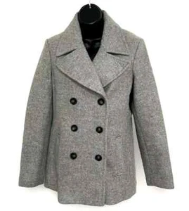 Old Navy Jacket Womens Medium Gray Double Breasted Pea Coat Warm Classic Preppy - Picture 1 of 13