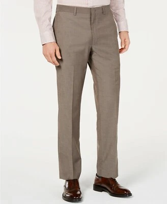 $286 Marc New York 31W 30L Para hombres Marrón Calce Moderno Traje Sólido Plano Pantalones Pantalones Foto 1 de 4