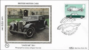 Jaguar SS-1 British Motor Jaguar XJ 6 Car UK Benham Silk FDC 1982 - Picture 1 of 1