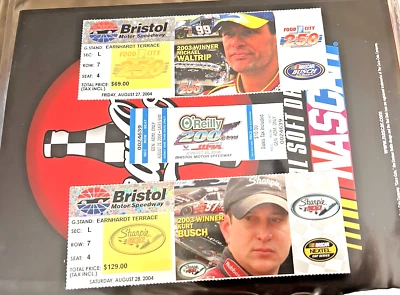 Nascar Memorabilia lot, 2004 Bristol Speedway, Program and 3 ticket stubs - Image 1 of 4