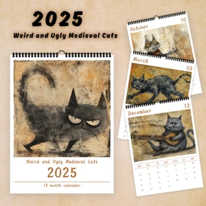 2025 PET CAT WALL CALENDAR 12-MONTH MONTHLY PLANNER PERFECT GIFT US HOLIDAYS INC - Picture 1 of 5