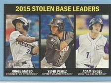 2016 Topps Heritage Minor League 2015 Stolen Base Leaders Blue Border xx/99