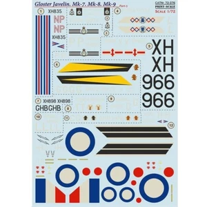 Decal for airplane 1:72 Gloster Javelin Part 5 - Set 2 sheets Print Scale 72-376 - Picture 1 of 24