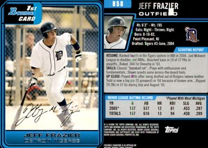 Jeffrey Frazier 2006 Bowman #B58 Card Detroit Tigers