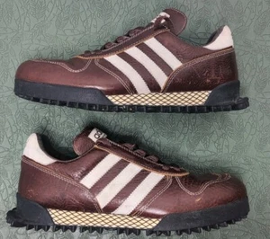 Vintage Adidas Marathon Trainer Brown Leather Men's 8.5 - Picture 1 of 15