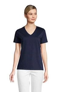 Lands' End Women's Short Sleeve V-Neck T-Shirt Classic Navy PM NWOT (937) - Picture 1 of 3