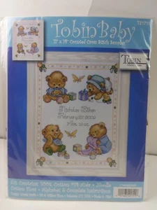 Tobin Baby - Bären Geburtsaufzeichnung gezählt Kreuzstich Kit 11x14" #T21711  - Bild 1 von 4