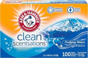 ARM & HAMMER Fabric Softener Sheets, 100 sheets, Purifying Waters - Picture 1 of 7