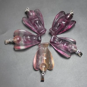 5 Stck. Geschnitzter Edelstein Kristall Quarz Engel Reiki Chakra Anhänger für Halskette 1 Zoll - Bild 1 von 44