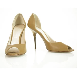 Casadei Beige Leather Marble Effect High Heels Peep Toe Pumps Shoes size 8 - Picture 1 of 8