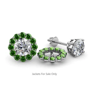 Green Garnet Halo Jacket for Stud Earrings 0.88 ctw in 14K Gold JP:64928 - Picture 1 of 10