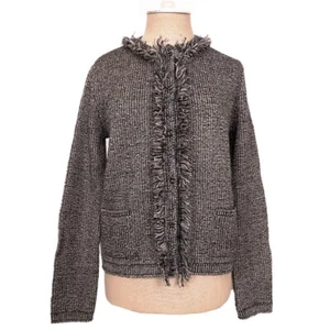 Talla 40 NUEVO $1470 PRADA Negro Blanco Gris TWEED KNIT Mezcla Lana Suéter CARDIGAN XS - Imagen 1 de 17