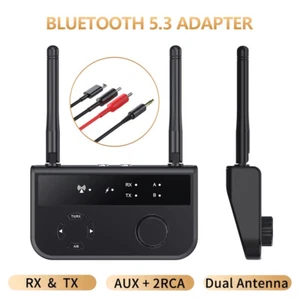 Bluetooth 5.3 Transmitter Receiver 3.5mm RCA AUX TV Home Stereo Audio Adapter - Picture 1 of 20
