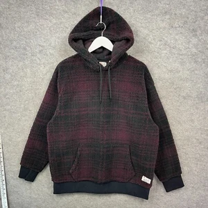 Levis Hoodie Mens XL Black Fresh Leaves Justin Timberlake Jumper Plaid Deep Pile - Picture 1 of 10