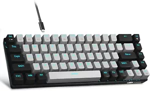 Grey Blue Switch Mechanical Keyboard Compact 68 Keys Mini Led Backlit Gaming - Picture 1 of 8
