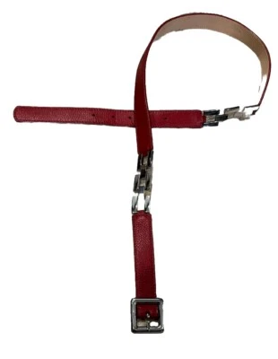 Vestido de fiesta Talbots Cinturón Mujer Cuero Talla Grande Rojo Tono Plata Hebilla Cadena Foto 1 de 4