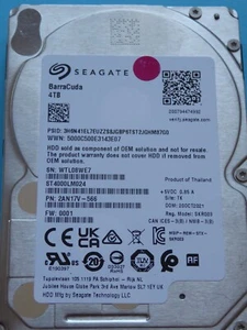 ST4000LM024 SN WTL PN 2AN17V-566 FW 0001 TK 20 OCT 2021 Seagate 4TB - Imagen 1 de 1