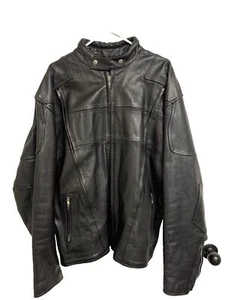 VTG Leather Motorcycle Jacket Mesh Lined XL/52 Vented Zip Pockets Harley-like - Picture 1 of 10