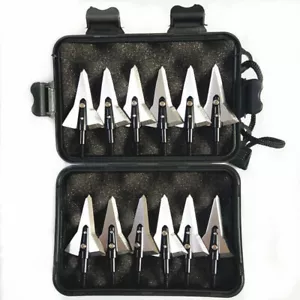 USA Stock 12Pcs Meteor Broadheads Stainless Steel Hunting Arrowheads 125 Grain - Picture 1 of 9