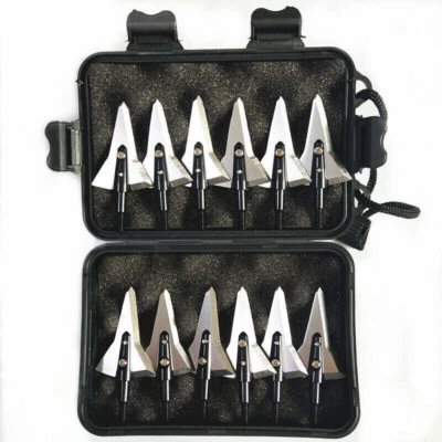 USA Stock 12Pcs Meteor Broadheads Stainless Steel Hunting Arrowheads 125 Grain - Image 1 of 4
