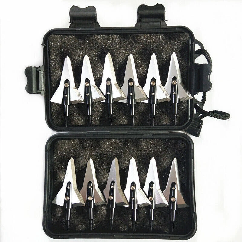 USA Stock 12Pcs Meteor Broadheads Stainless Steel Hunting Arrowheads 125 Grain - Image 1 of 4