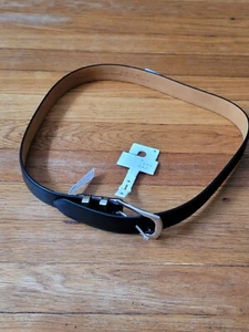 Womens A New Day Medium Synthetic Leather Silver Hardware Black Belt - Picture 1 of 5