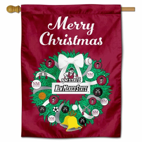 New Mexico State University Happy Holidays Christmas Decorative House Flag Cover