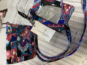 Vera Bradley set HAYMARKET PAISLEY Lighten Up Zip ID Case & Lanyard Set Card - Picture 1 of 6