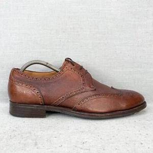 Gravati Mens 9M Derby Shoes Brown Leather Wingtip Brogue Oxfords Medallion - Picture 1 of 11