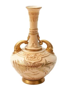 Jarrón Royal Worcester China Persian Range mango de delfín color marfil - antiguo - Imagen 1 de 7