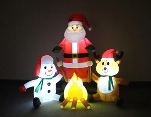 Christmas Inflatable Air Blown Santa Snowman Reindeer Campfire Marshmallow Decor - Picture 1 of 4