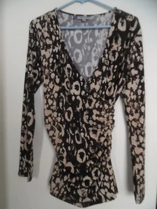 Jennifer Lopez Gr. M Animalprint Bluse Top Wickeloptik - Bild 1 von 3