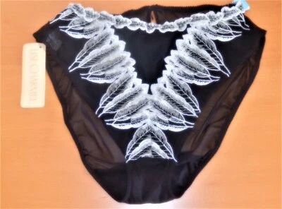 Tanga floral bordada negra Lise Charmel de lujo talla L L72 plumas AC/ARGENT  Foto 1 de 4