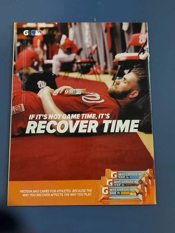 BRYCE HARPER Whey Protein Bar Poster Print Ad Rare Photo Philadelphia Phillies + Cover