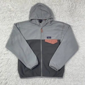 Patagonia Jacket Girls Large 12 Noble Gray Micro D Snap T Hooded Fleece Pockets - Picture 1 of 13