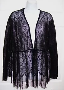 Venezia Jean Clothing Company Jacket Black Crochet Knit Women's 2X Size 26/2 - Picture 1 of 12